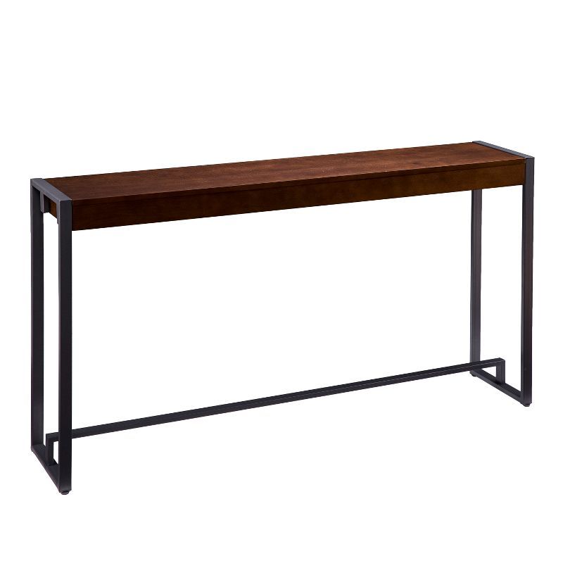 Macen 54" Tobacco and Gunmetal Console Table with Storage