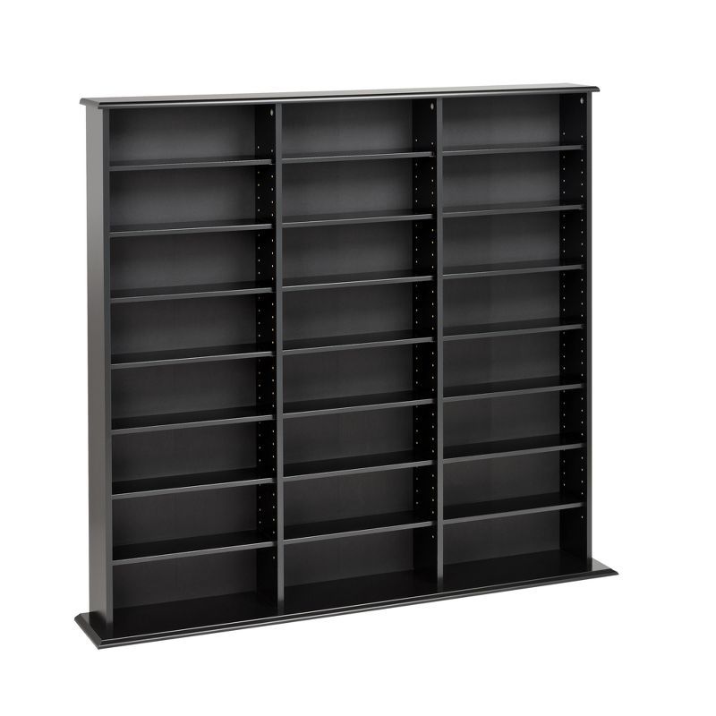 Sleek Deep Black Laminated Wood Composite Media Storage