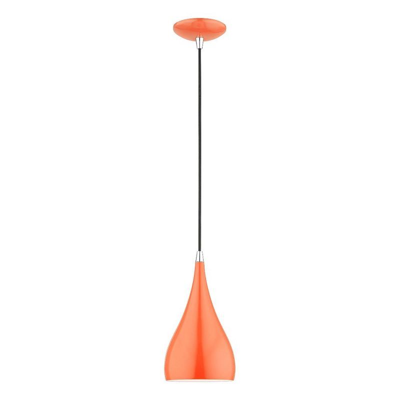 Shiny Orange and Polished Chrome Mini Pendant Light