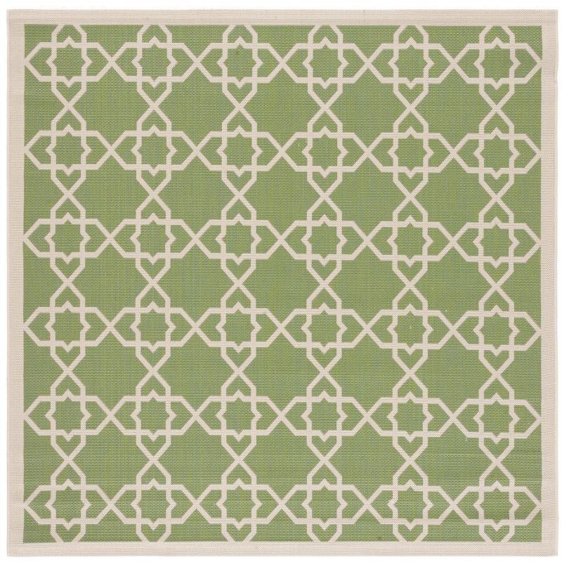 Courtyard Green & Beige Square Indoor/Outdoor Easy-Care Rug