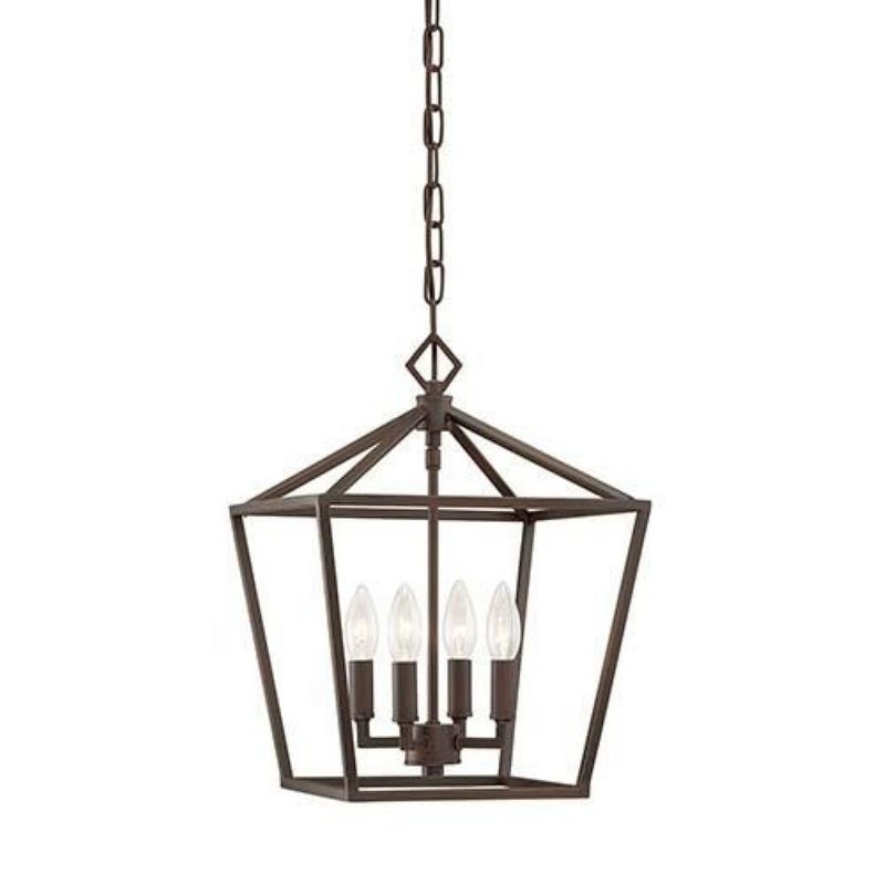 Elegant Rubbed Bronze 4-Light Lantern Pendant with Adjustable Chain