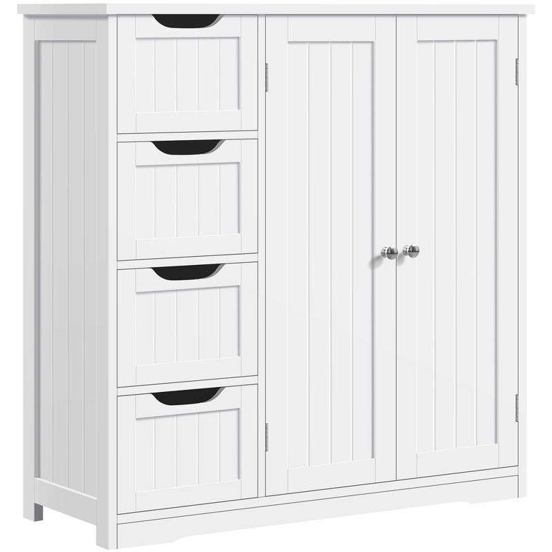 White MDF Bathroom Storage Cabinet with Adjustable Shelving