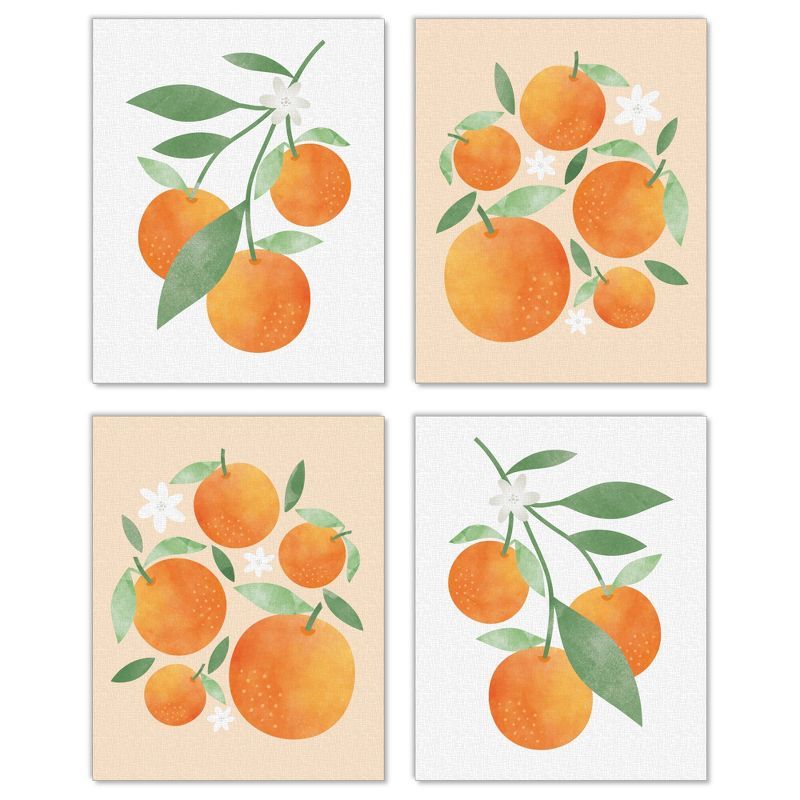 Little Clementine Orange Citrus Linen Paper Wall Art Set