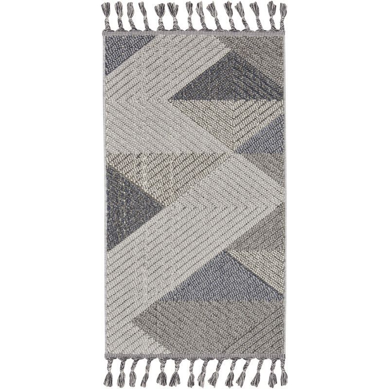 Elwood 2'2" x 4'5" Gray Geometric Braided Area Rug