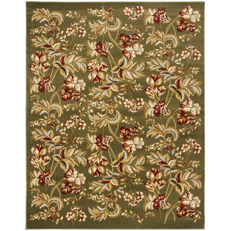 Sage Floral 9' x 12' Stain-Resistant Synthetic Area Rug