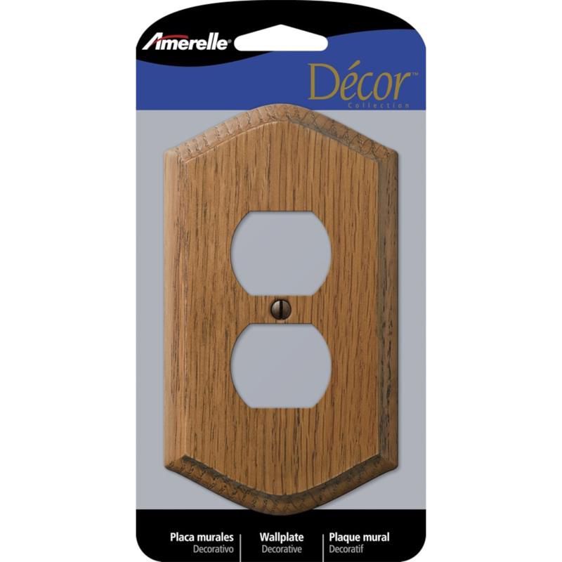 Amerelle Medium Oak 1-Gang Duplex Wood Wall Plate