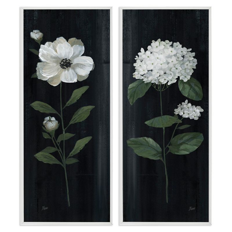 Delicate White Floral Sprigs 13" x 30" Framed Wall Art Set