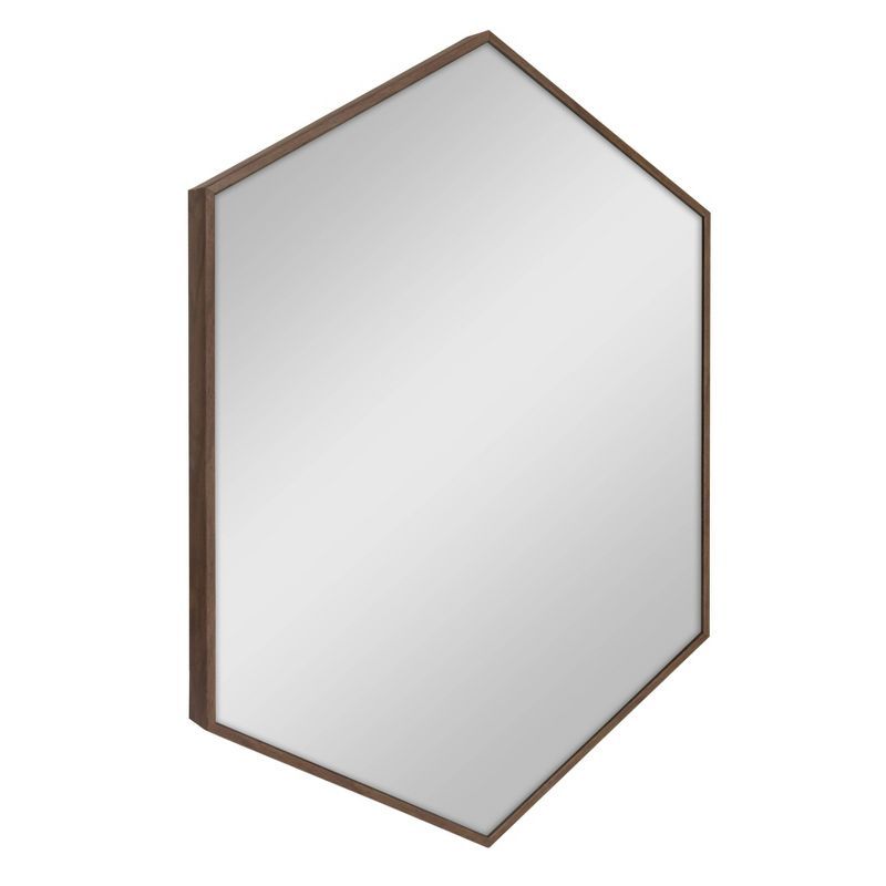 Walnut Brown Rectangular Wood Full Length Vanity Mirror