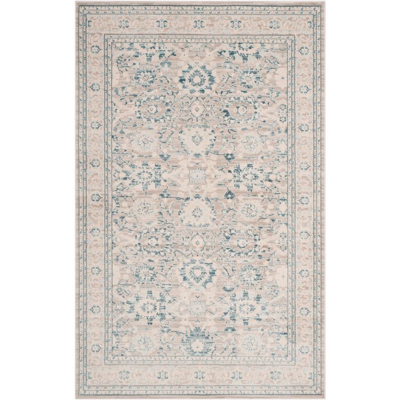 Gray Floral Synthetic Stain-Resistant 4' x 6' Rug