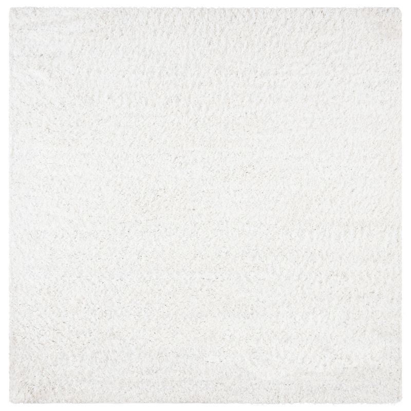 Cozy August Shag White Synthetic 6'7" Square Area Rug