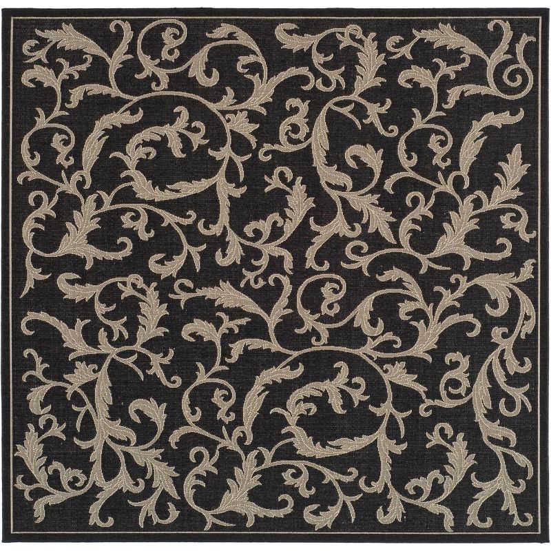 Luxor Elegance 7'10" Square Black and Sand Synthetic Indoor/Outdoor Rug