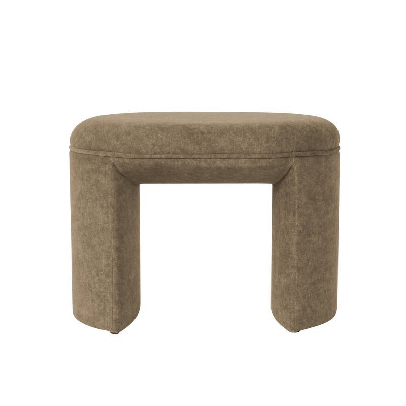 Quinn Mocha Velvet Upholstered Modern Ottoman