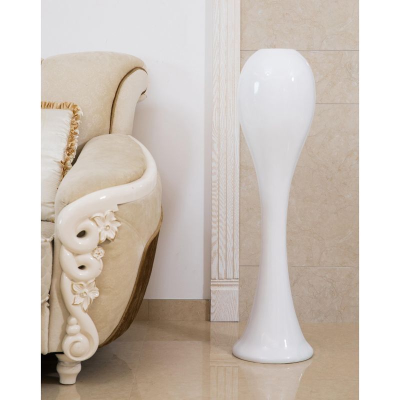 Oversized White Fiberglass Modern Floor Vase