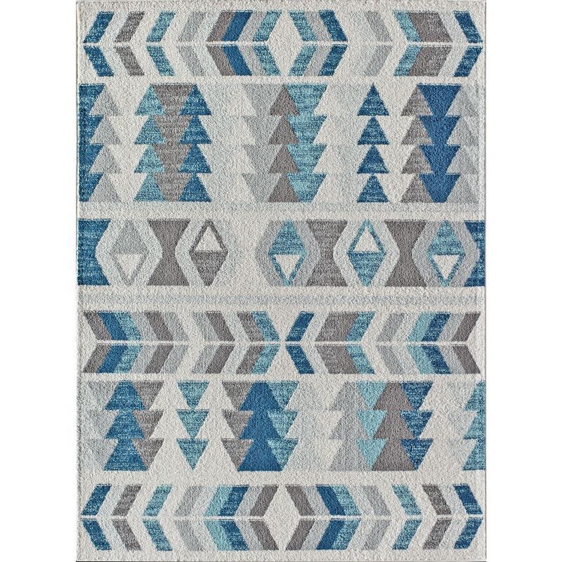 Mixed Berry and Blue Geometric Synthetic 8' x 10' Area Rug