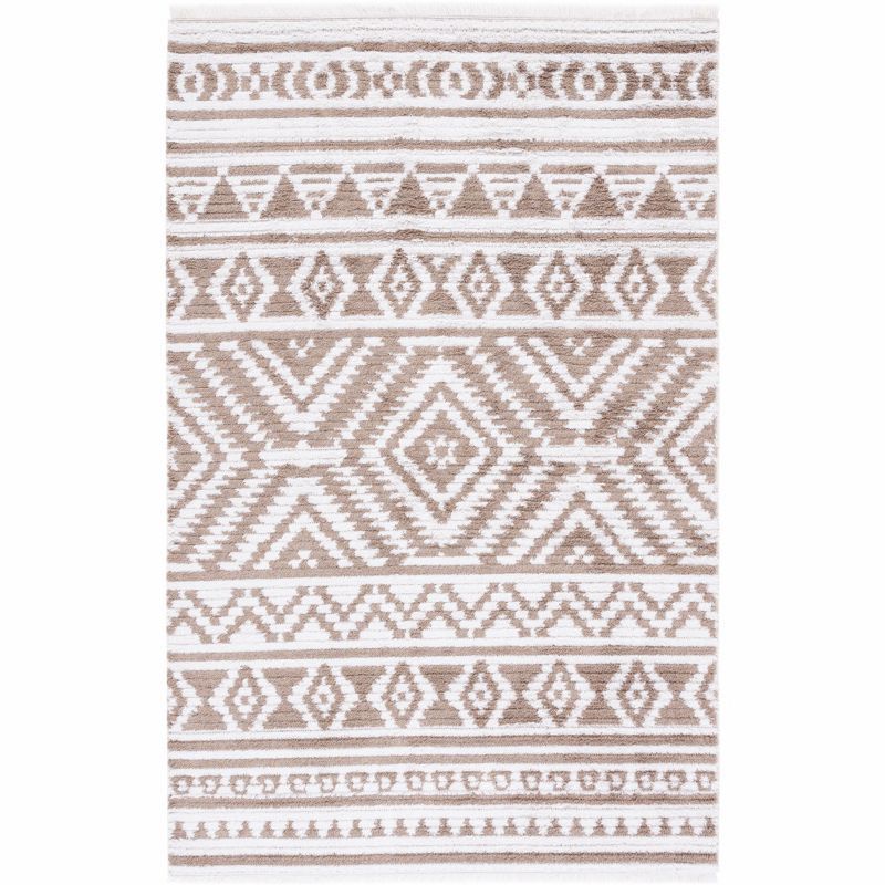 Augustine Emmett Taupe/Ivory Geometric Synthetic Area Rug, 6'4" x 9'6"