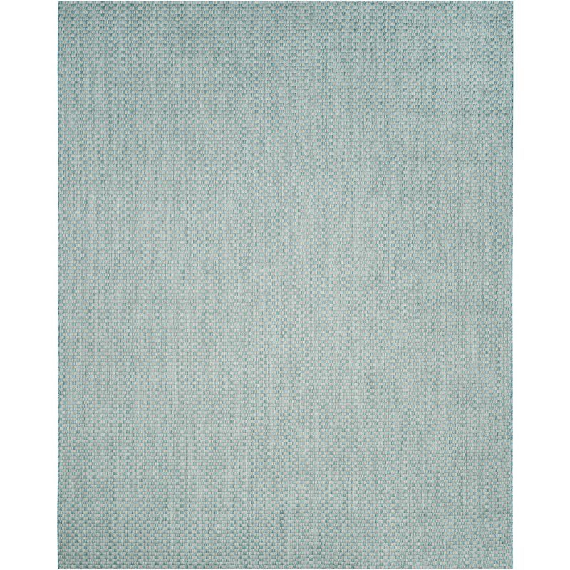 Light Blue and Grey Rectangular Synthetic Indoor/Outdoor Rug 8' x 10'