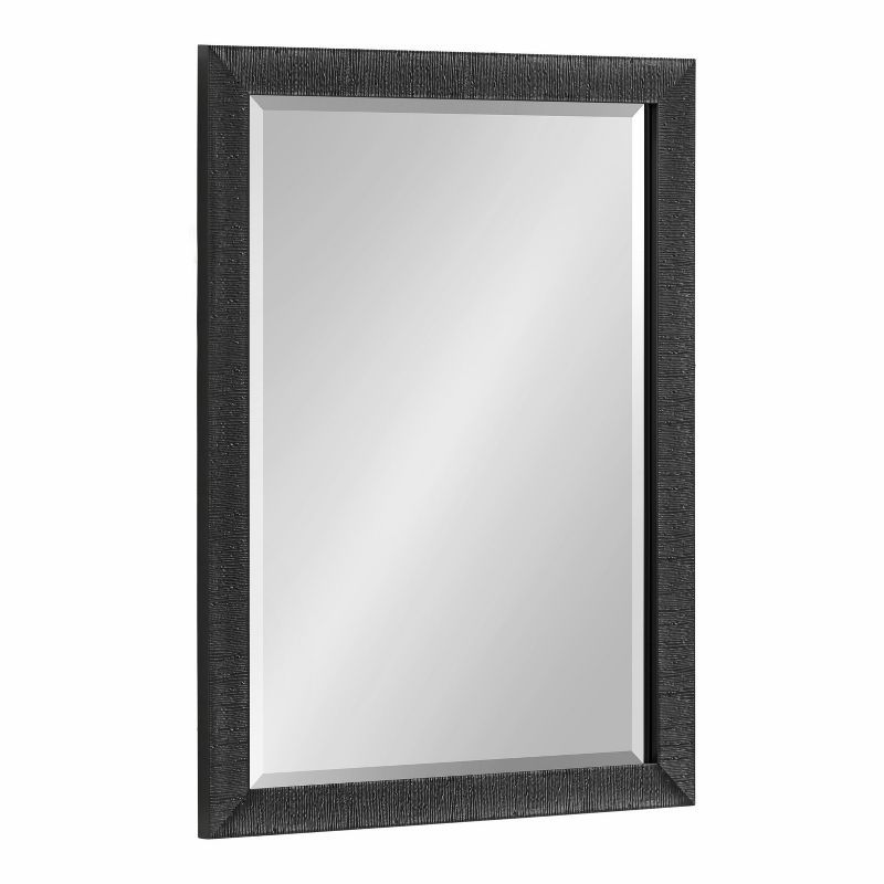 Rustic 24" x 18" Black Painted Wood Rectangular Wall Mirror
