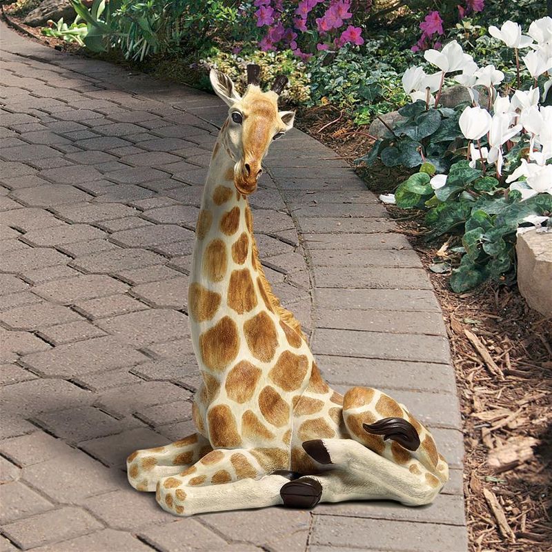 Zari Hand-Painted Resin Resting Giraffe Statue