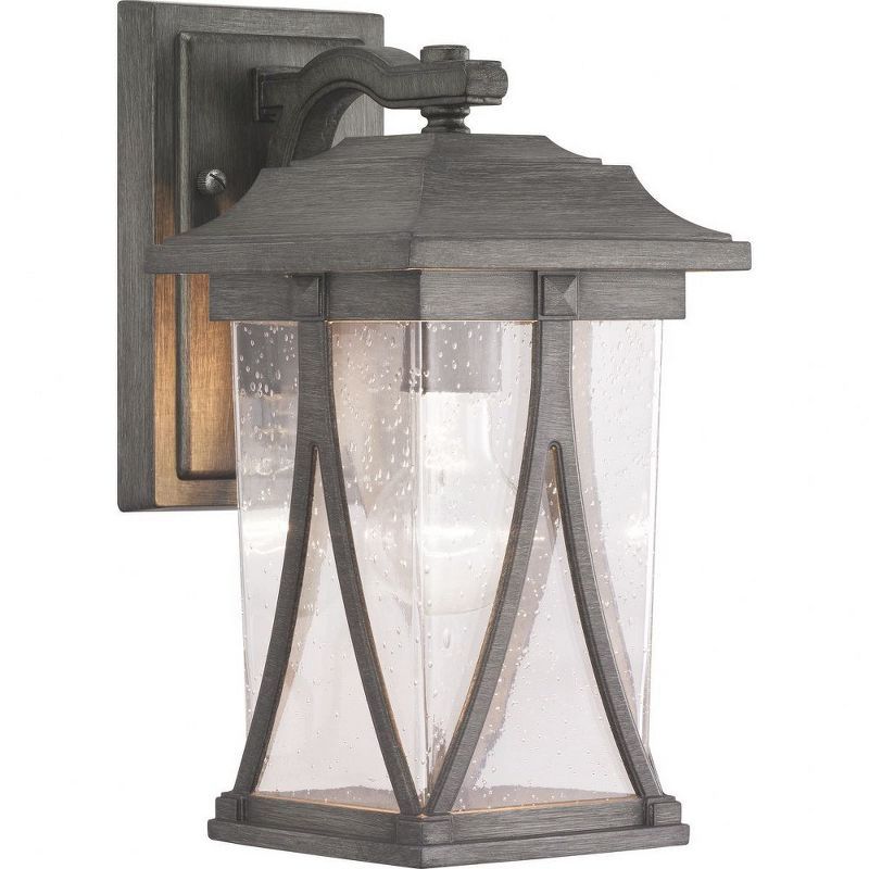 Antique Pewter Outdoor Lantern with Clear Seeded Glass Shade