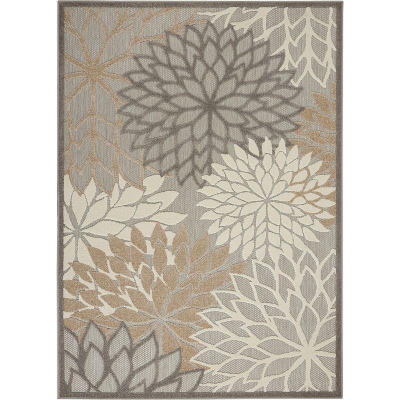 Natural Floral Flat Woven Synthetic 5' x 7' Rug