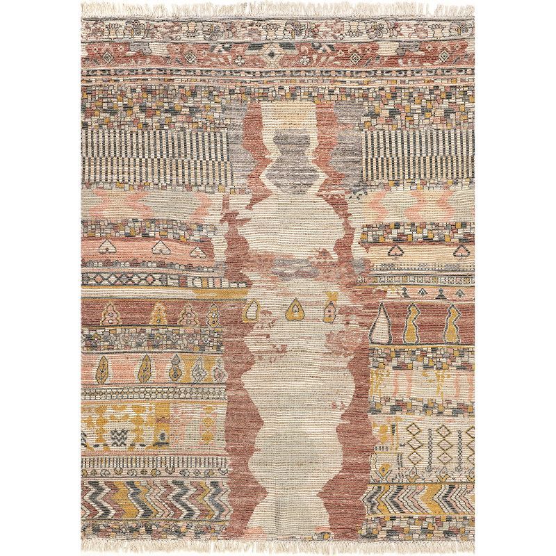 Southwestern Tasseled Red 8' x 10' Jute-Polyester Area Rug