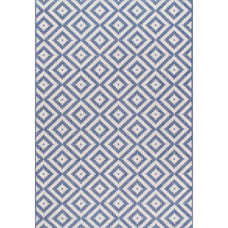 Blue Diamond Trellis Polypropylene Indoor/Outdoor Area Rug