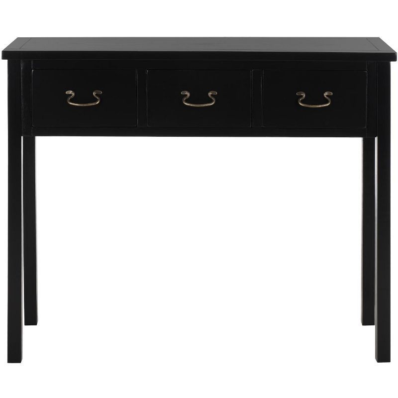 Cindy Transitional Black Pine 3-Drawer Console Table