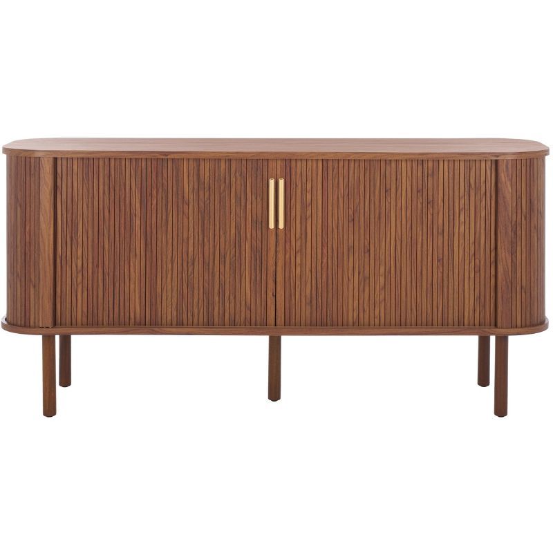 Tealla Walnut and Gold Tambour Sideboard Media Stand