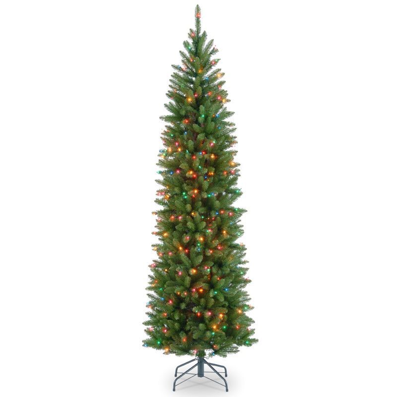 6.5 ft Green Kingswood Fir Slim Christmas Tree with Multicolor Lights