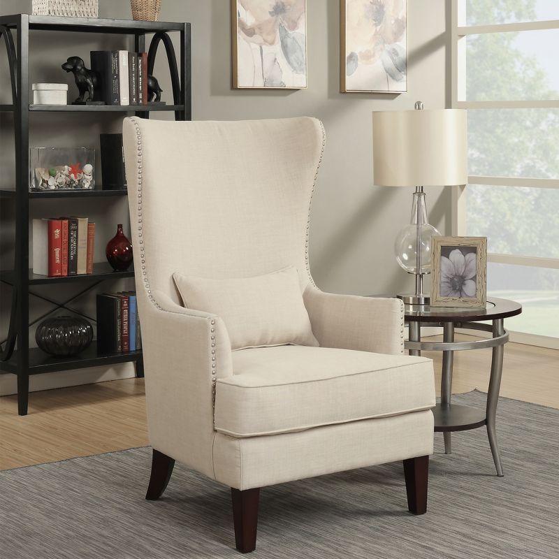 Heirloom Natural Beige Wood Wingback Accent Chair