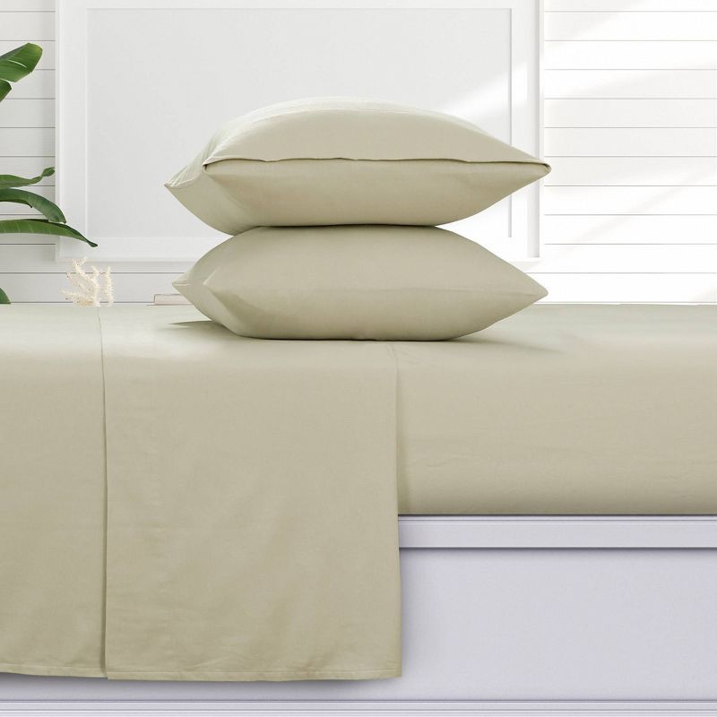 Natural Twin Cotton Flannel Deep Pocket Sheet Set