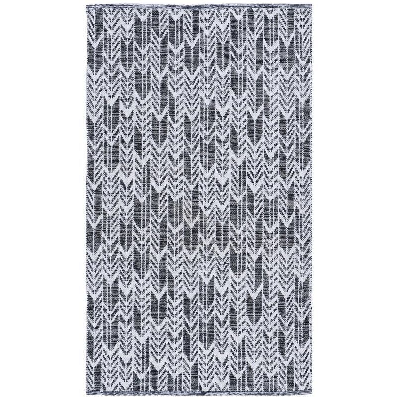 Coastal Charm Black/Ivory Cotton Hand Woven 3'x5' Area Rug