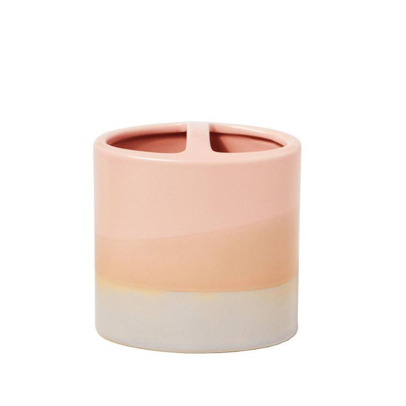 Blush and Neutral Ceramic Toothbrush Holder