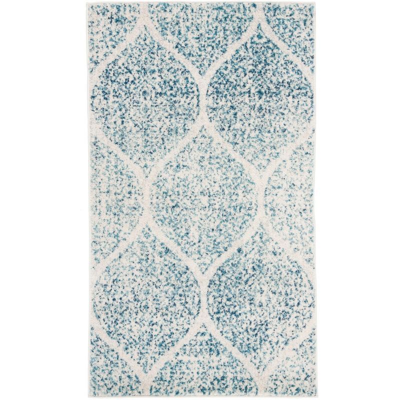 Chic Metro-Mod Cream & Turquoise 3' x 5' Synthetic Area Rug