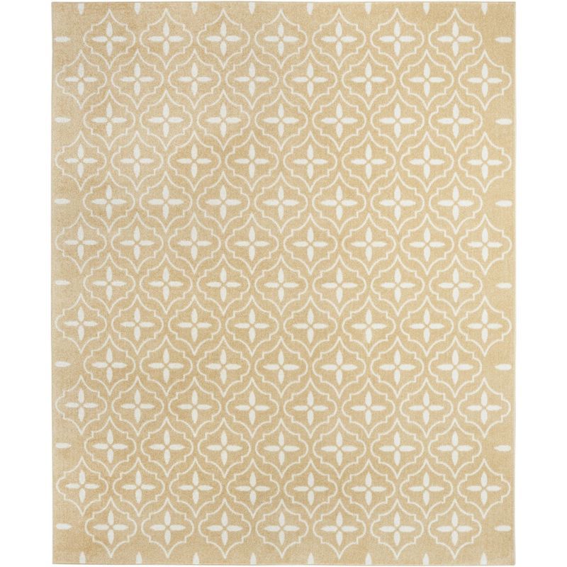 Ivory Beige Moroccan Trellis 6' x 9' Outdoor Rug