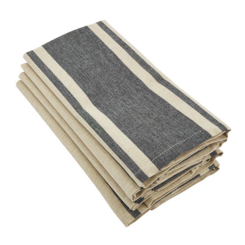 Natural Cotton Banded Design Table Napkins Set of 4