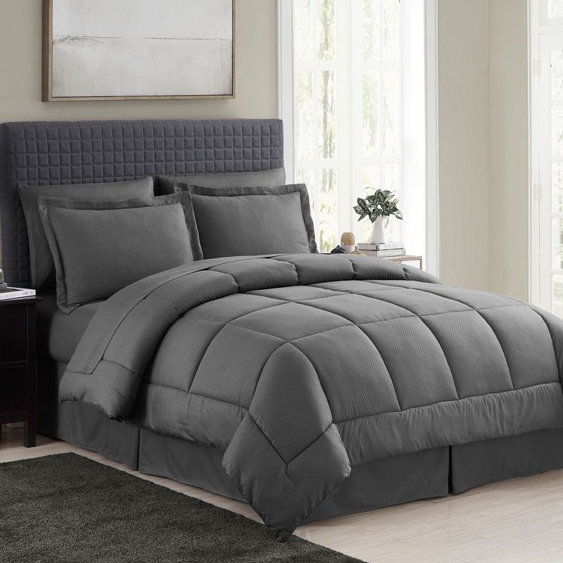 Gray Queen Down Alternative Microfiber 8-Piece Bedding Set