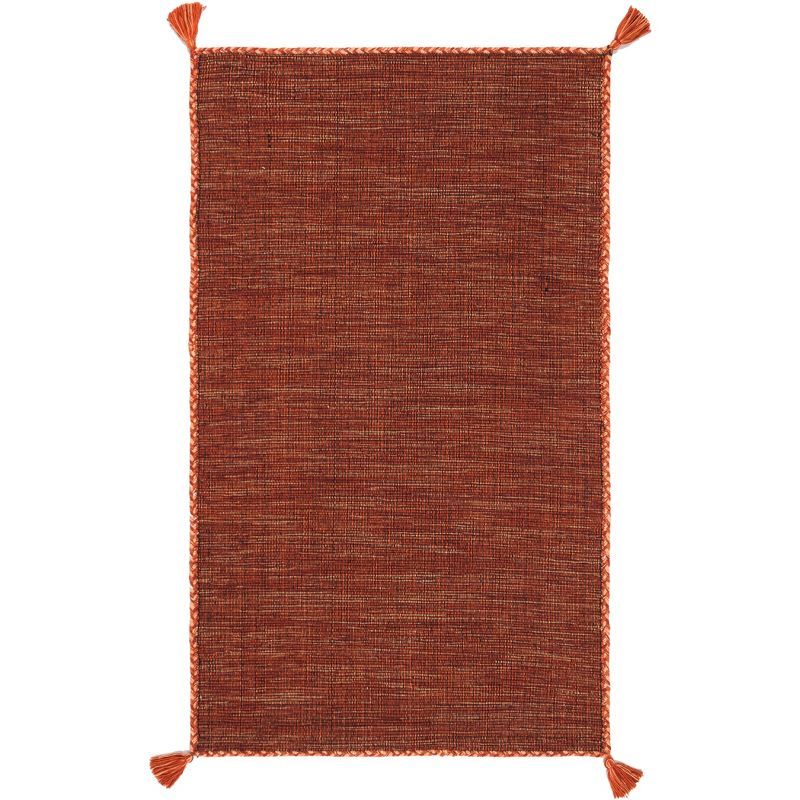 Coastal Charm Orange/Black Hand Woven Cotton-Viscose Area Rug 9' x 12'