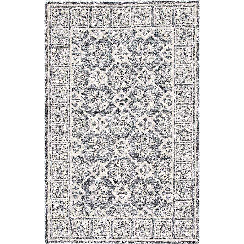 Handmade Black Wool 4' x 6' Tufted Area Rug