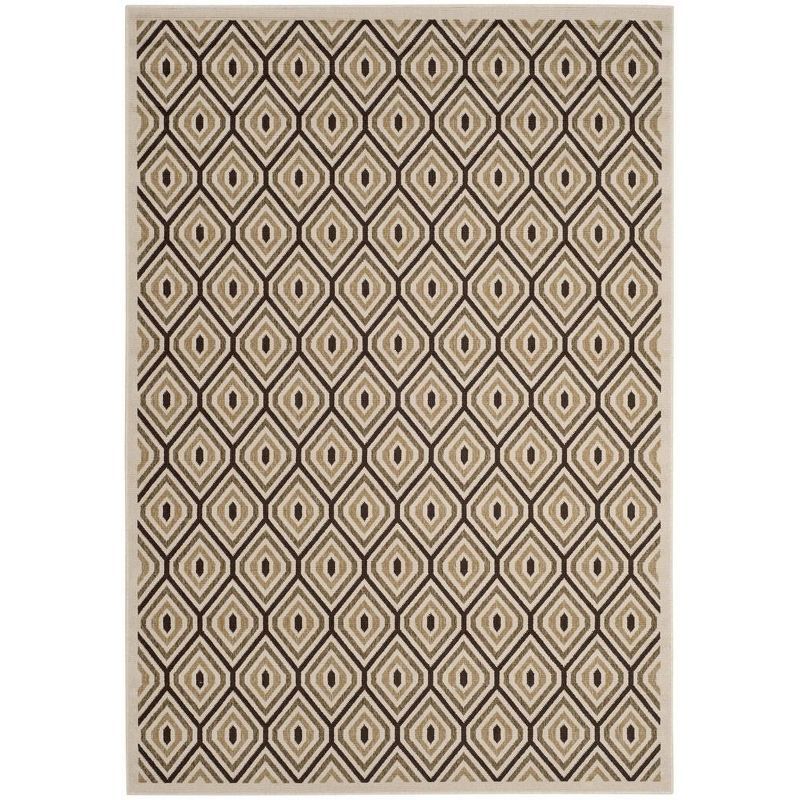 Cream and Chocolate Geometric Indoor/Outdoor Area Rug