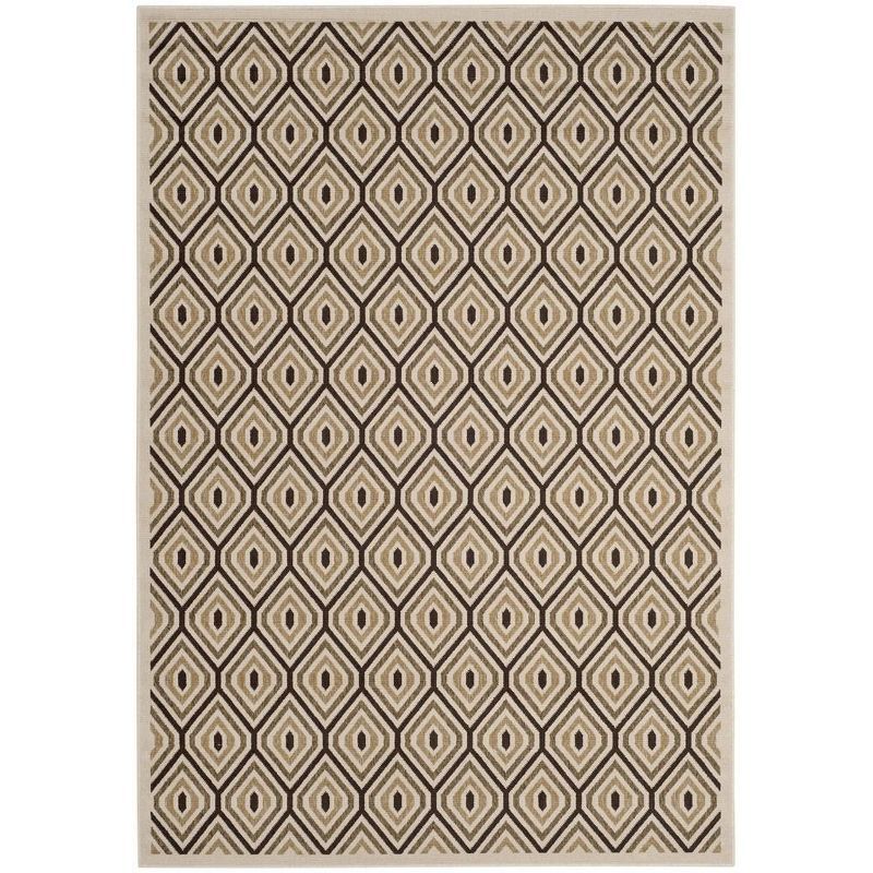 Cream and Chocolate Geometric Indoor/Outdoor Area Rug