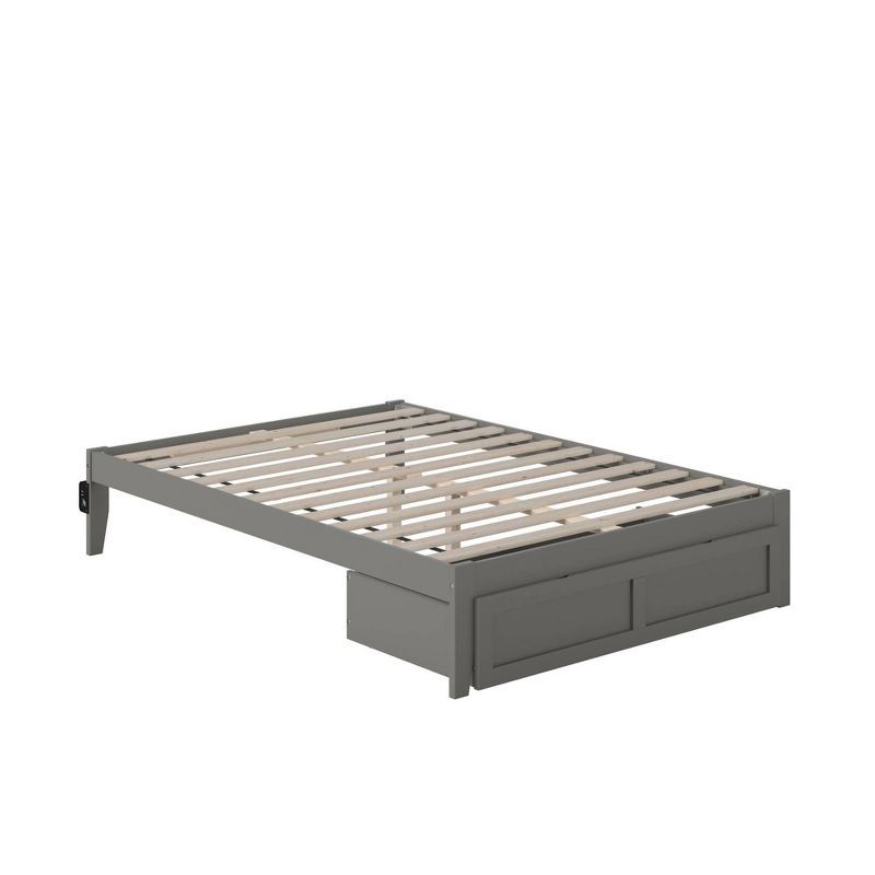 Colorado Gray Full Wood Bed with Foot Drawer and USB Charger