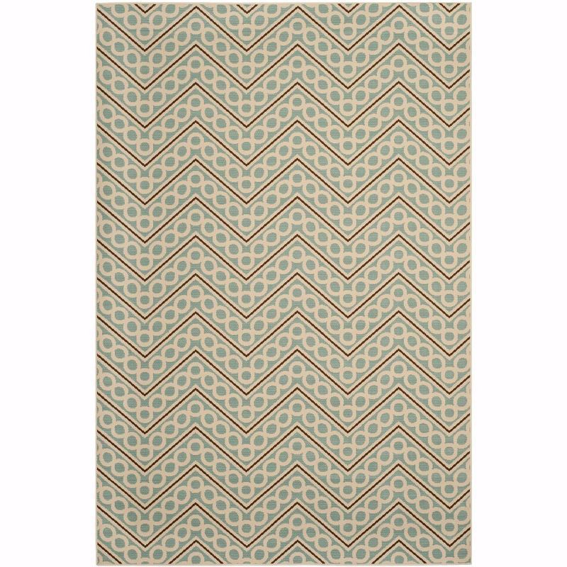 Coastal Breeze Light Blue and Ivory 6'7" x 9'6" Synthetic Area Rug