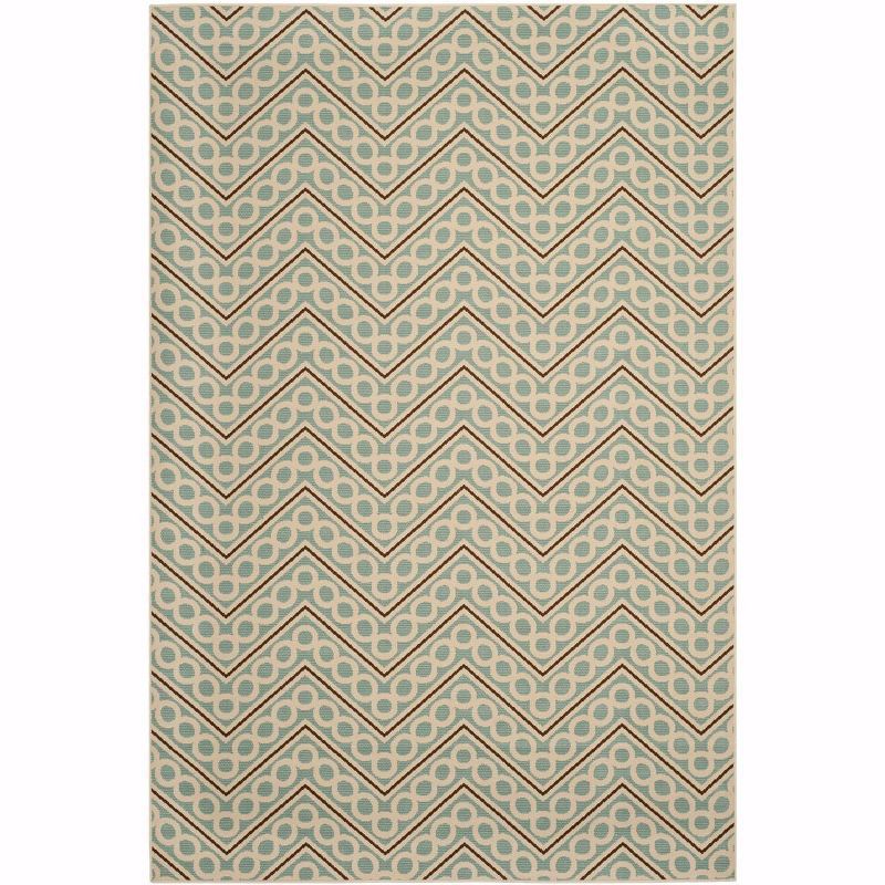 Coastal Breeze Light Blue and Ivory 6'7" x 9'6" Synthetic Area Rug