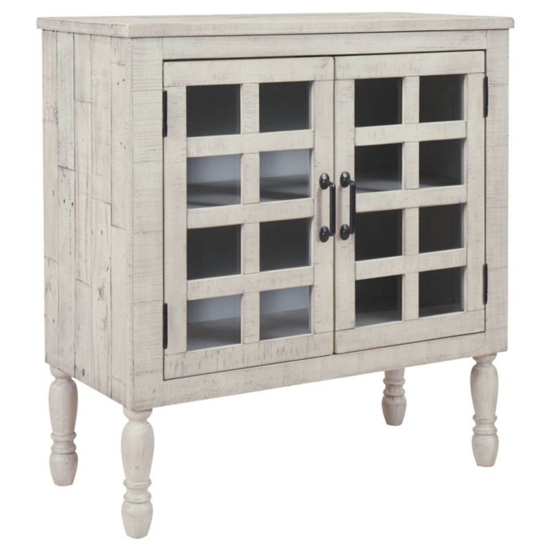 Transitional Whitewash Adjustable Office Accent Cabinet