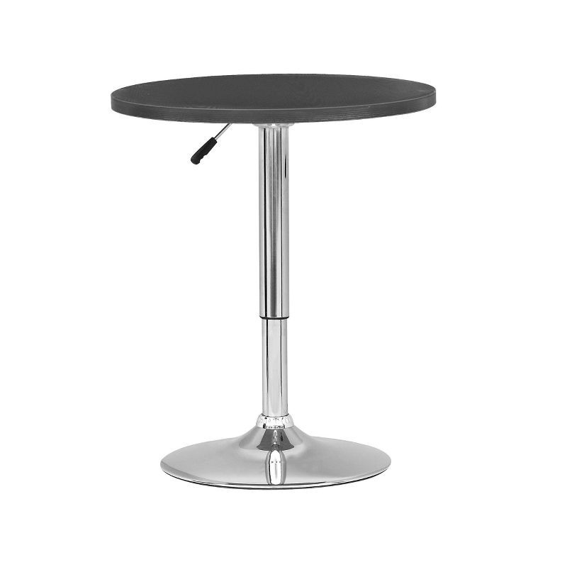 Adjustable Height Black and Chrome Round Bar Table