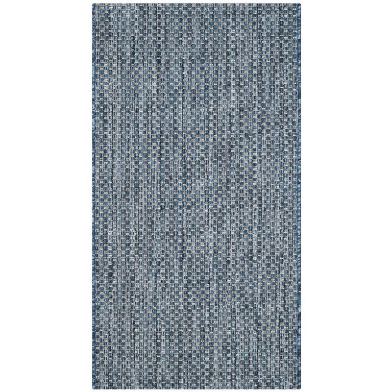 Navy/Grey Viscose Synthetic Easy Care Indoor/Outdoor Area Rug