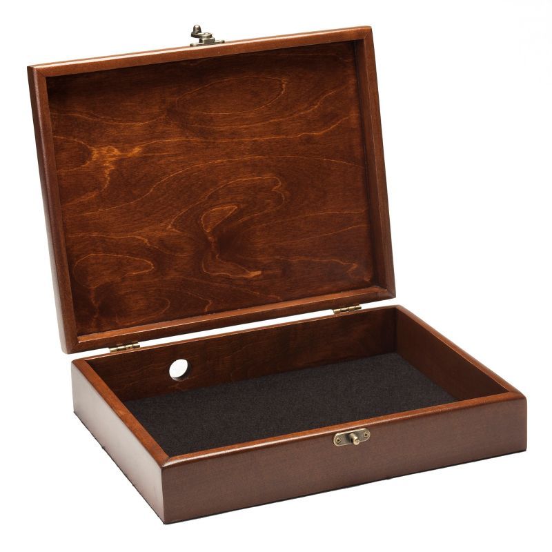 Walnut Stain Wooden Valet Box with Felt Lining