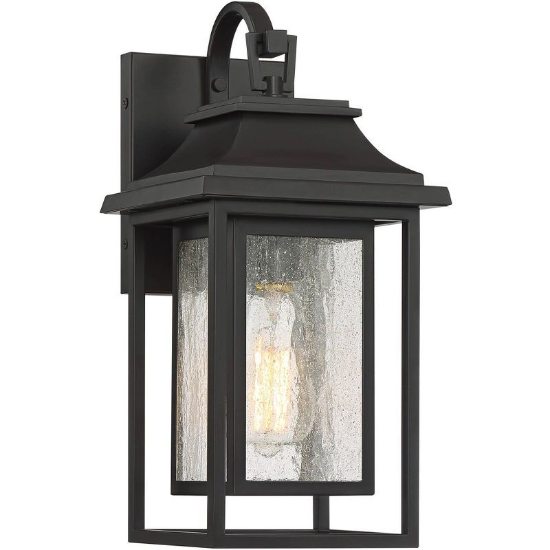 Bronze 15" Outdoor Lantern with Seeded Glass