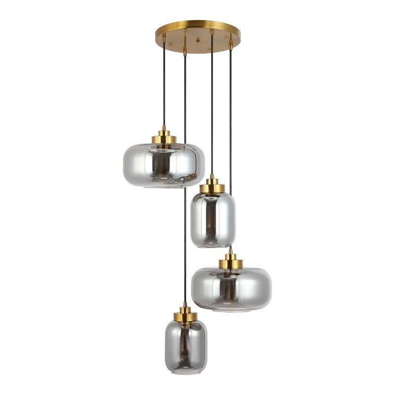 Equinox 4-Light 71" LED Smoke Grey Glass Pendant with Brass Hardware